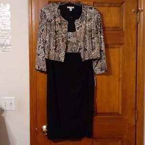 NWT DressBarn 2 PC. Dress; Black & Multi, SZ 16